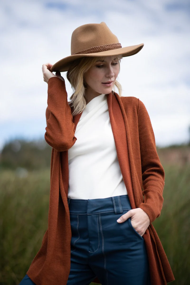 Ladies Pique Stitch Baby Alpaca Cardigan - Image 4