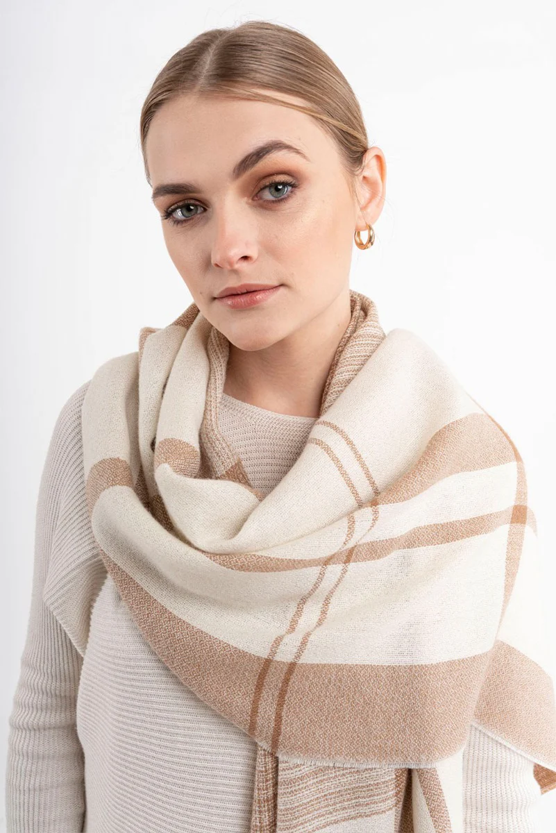 Large Eco Baby Alpaca Plaid Shawl - Image 2