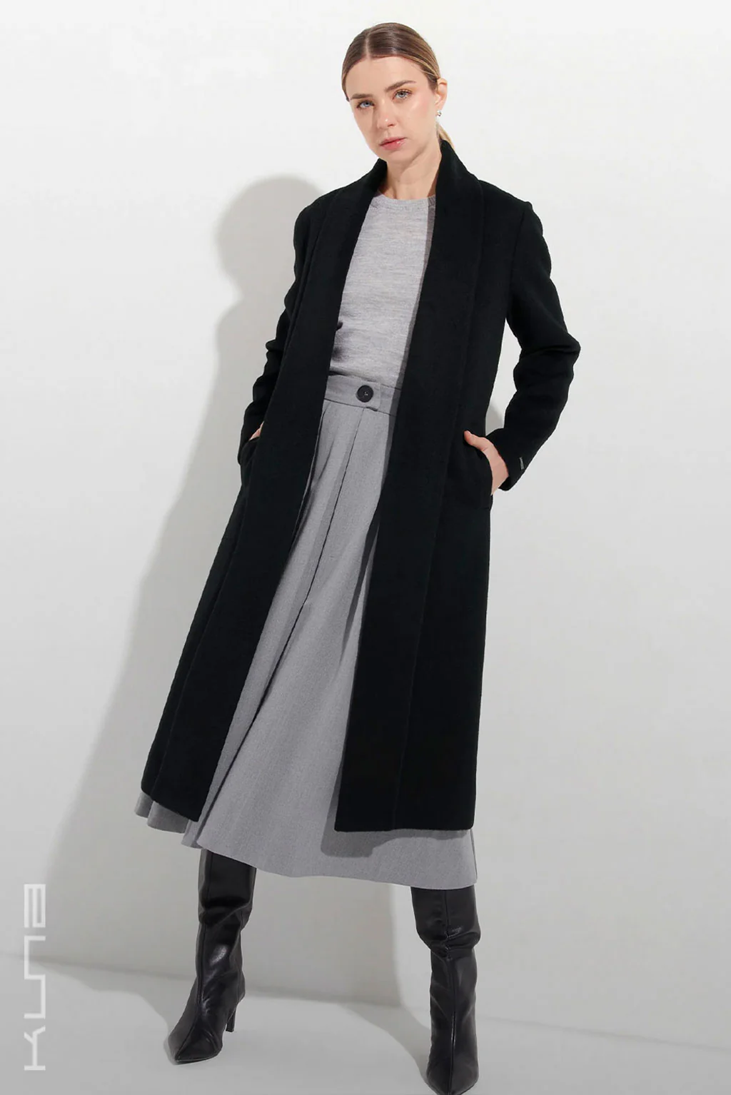 Long Baby Alpaca Swing Coat - Fitted - Image 3