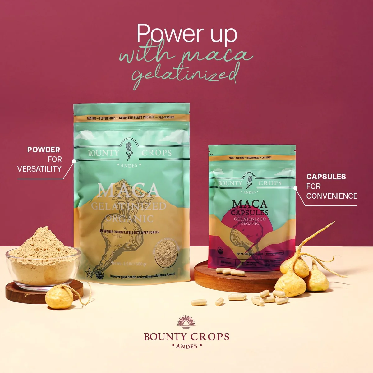 Organic Maca Root Capsules, Gelatinized, 200 units - 500mg. per capsule ($0.11 x capsule) - Image 6
