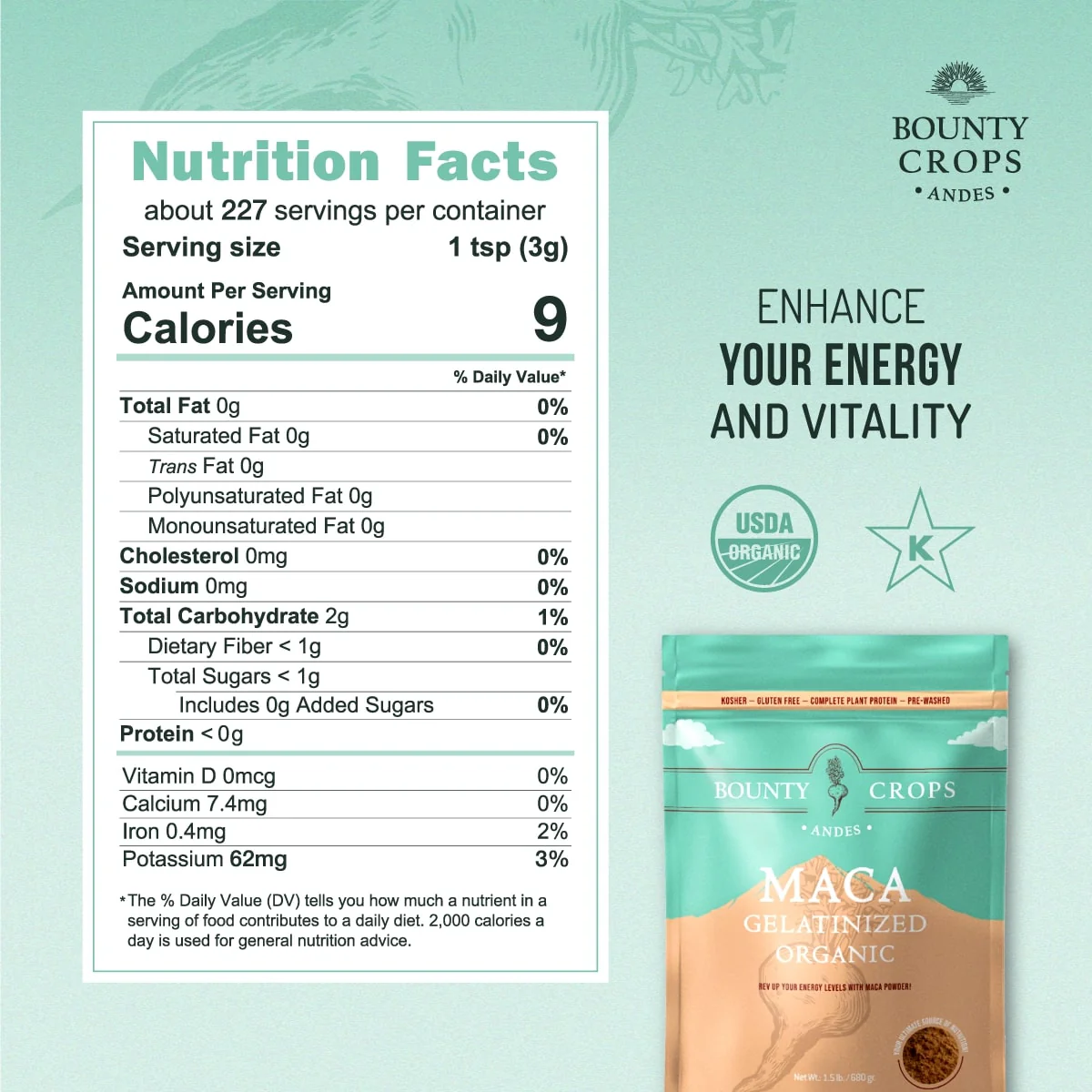 Organic Maca Gelatinized Powder, 1.5 lb / 680 gr ($0.68 ounce) - Image 3
