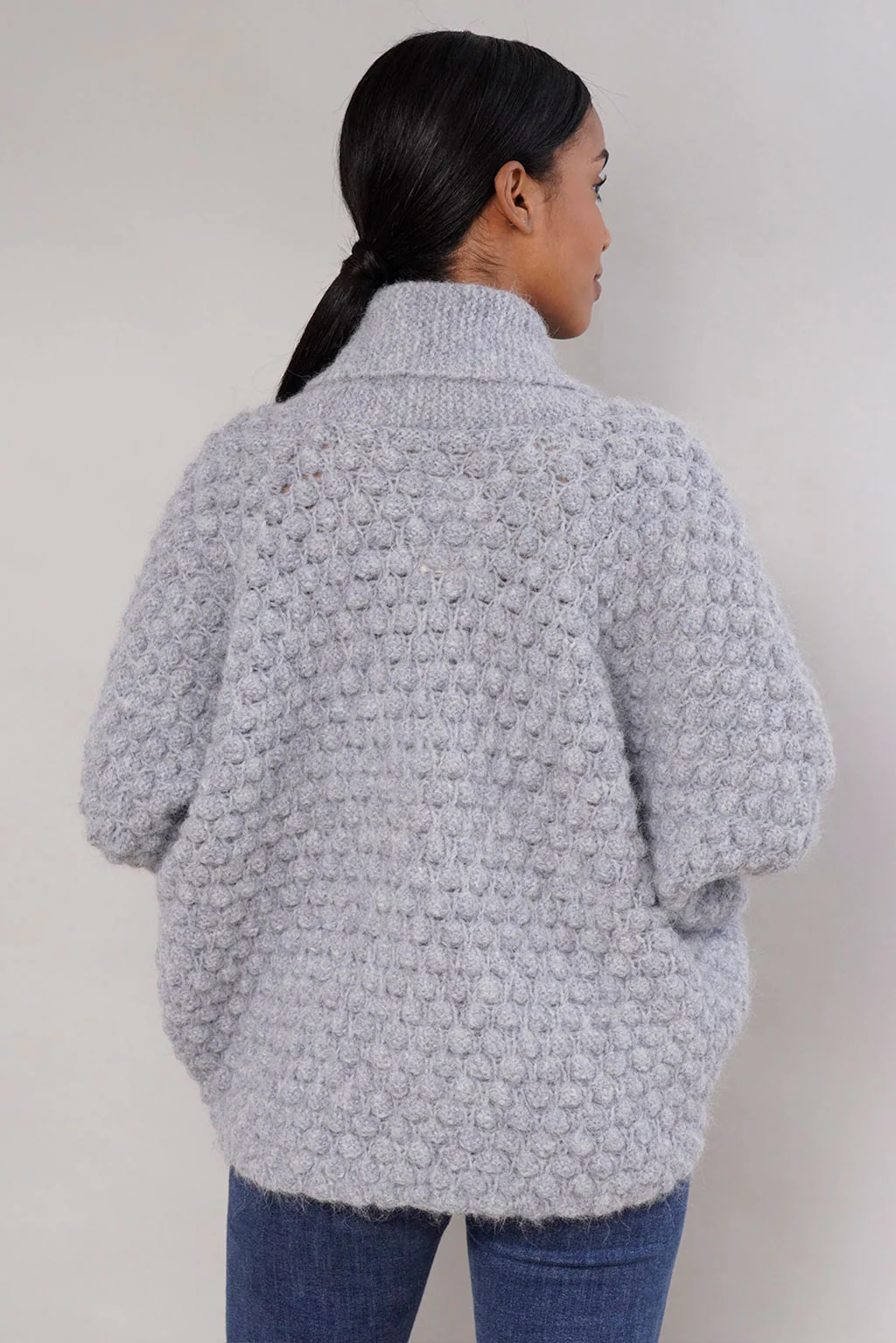 Madeleine Patterned Handknit Alpaca Cardigan - Image 3