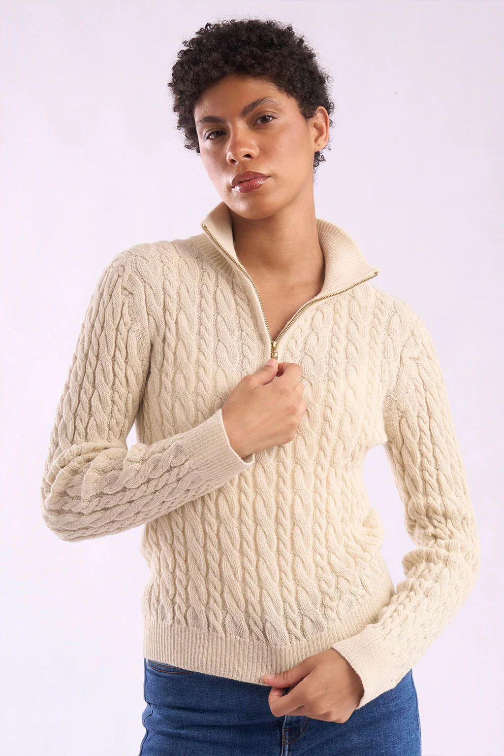 Madeline Half-Zip Baby Alpaca Sweater - Image 3