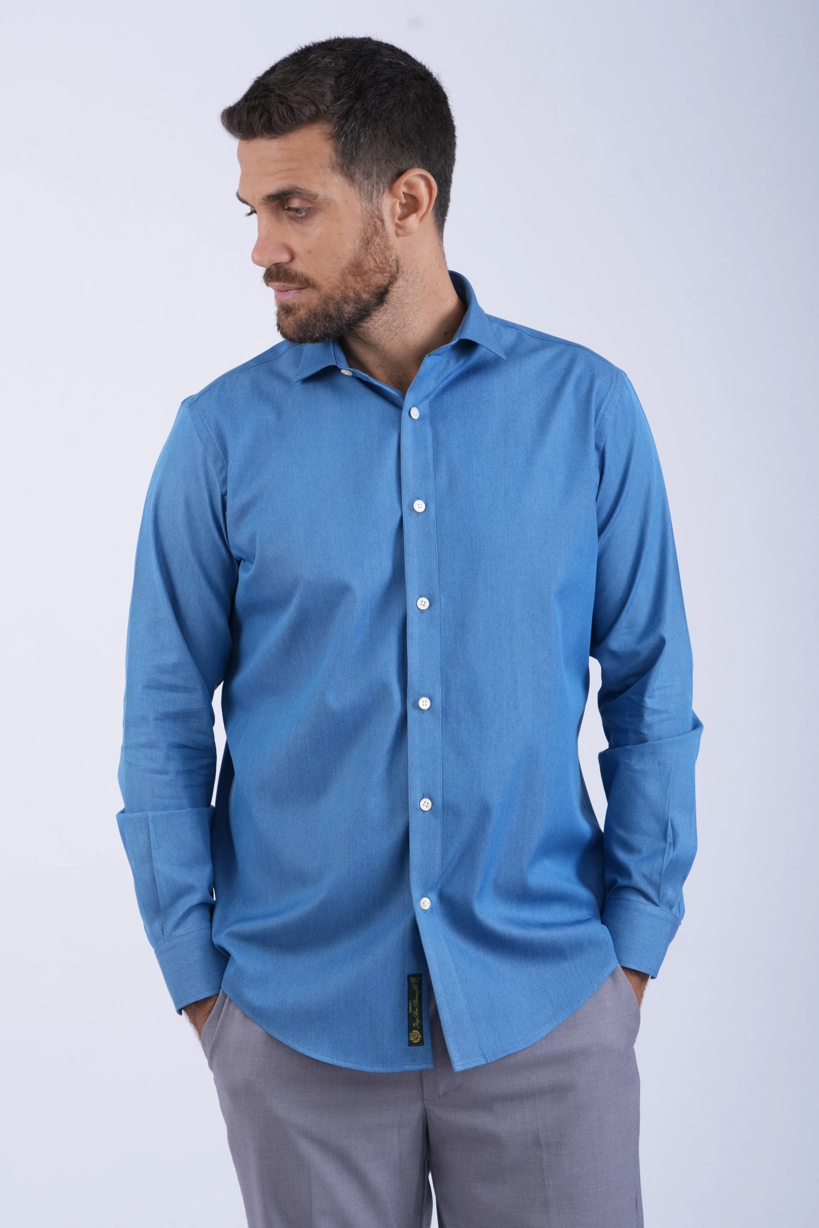Men's Premium Cotton Blue Shirt - Image 2