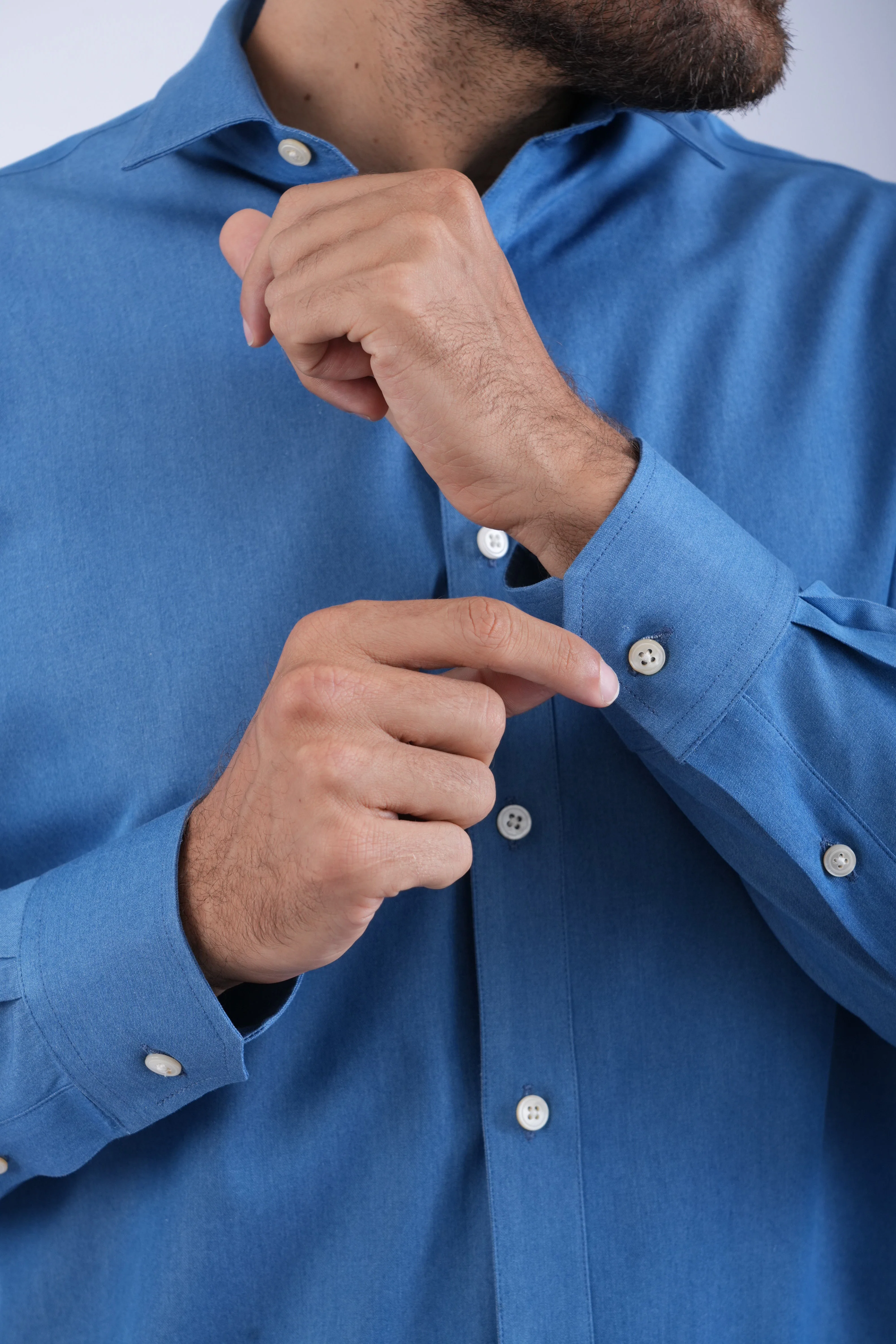 Men's Premium Cotton Blue Shirt - Image 4
