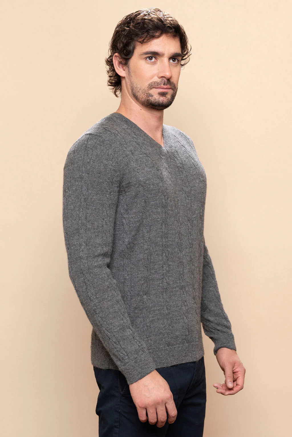 Men’s Braided Baby Alpaca Sweater - Image 10