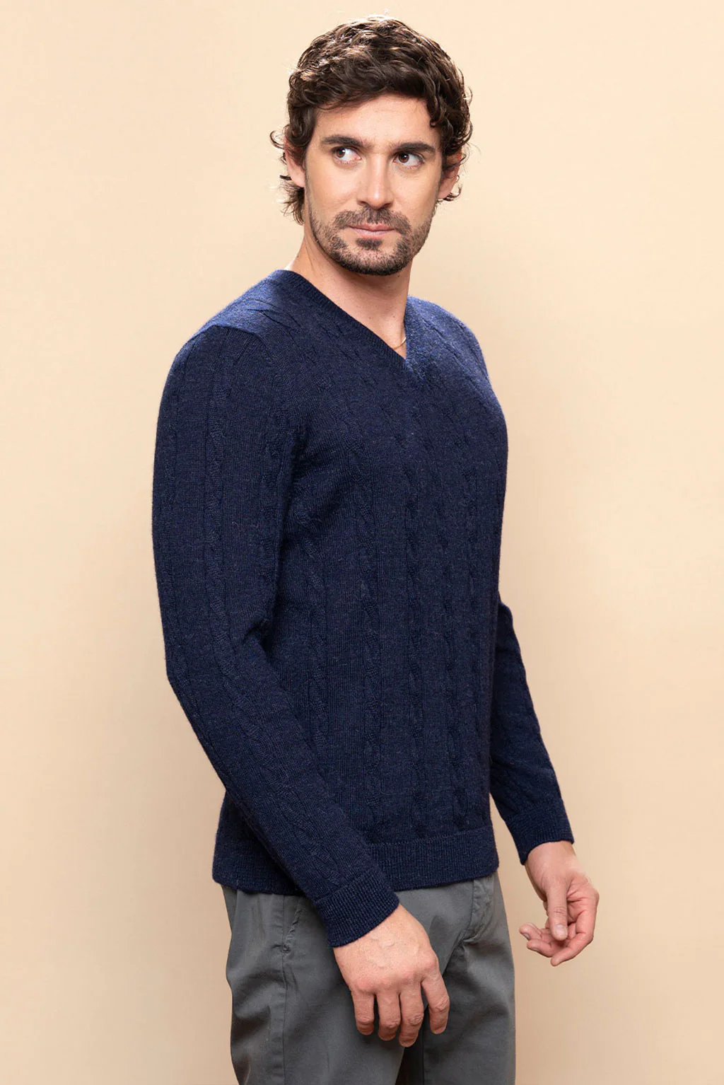 Men’s Braided Baby Alpaca Sweater - Image 2