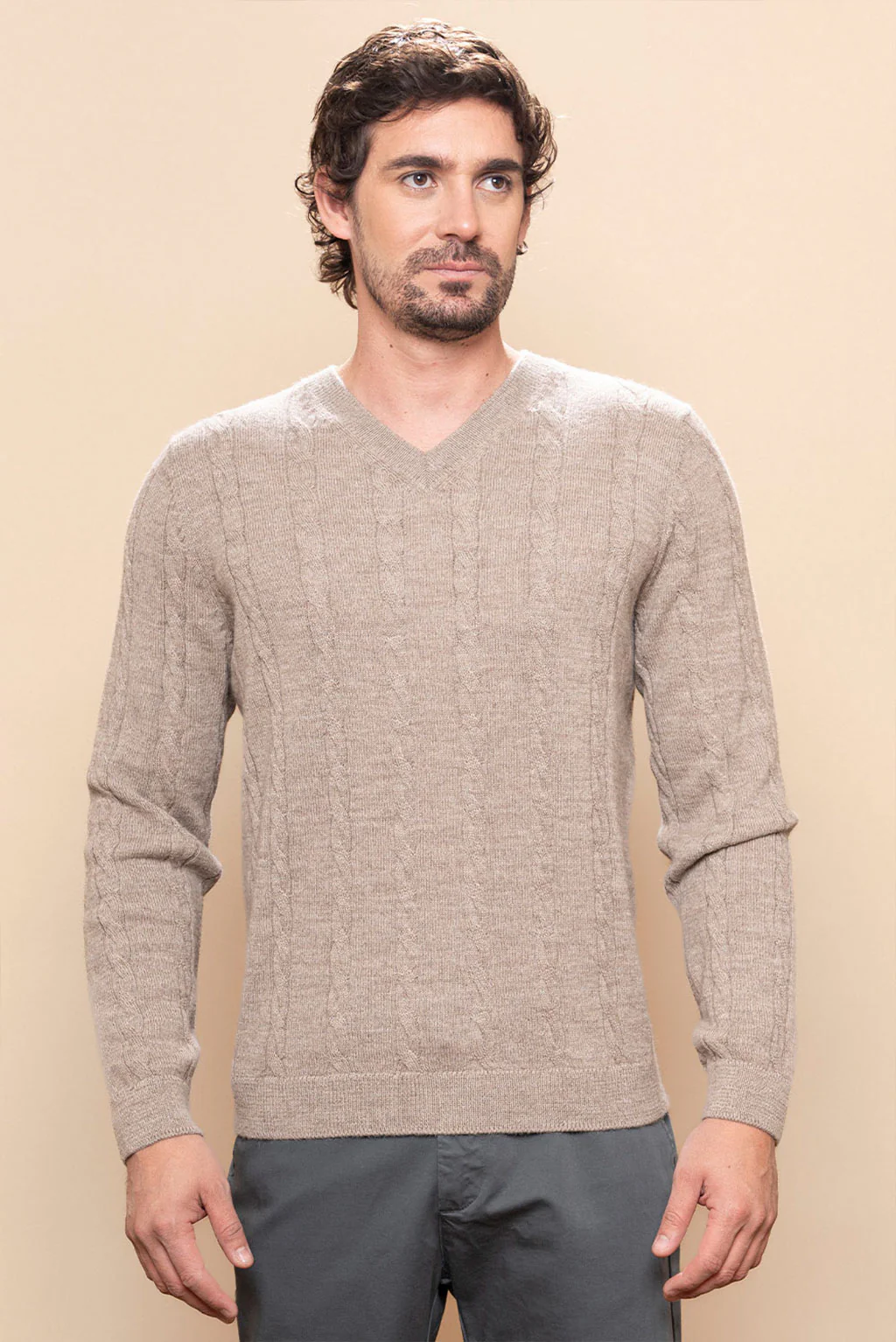 Men’s Braided Baby Alpaca Sweater - Image 5