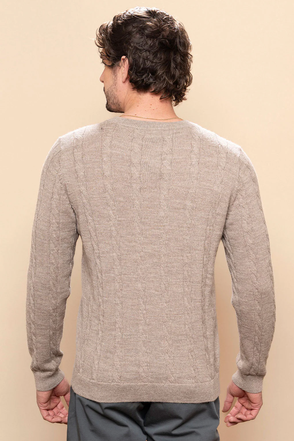 Men’s Braided Baby Alpaca Sweater - Image 8