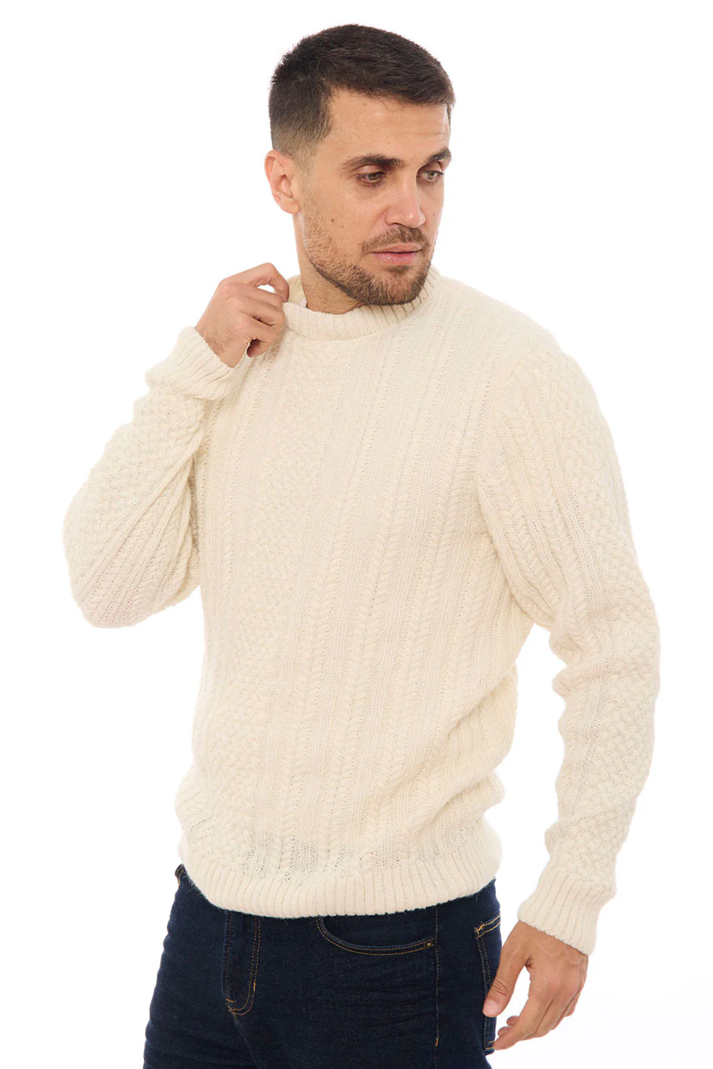 Men's Cable Baby Alpaca Sweater - Image 3