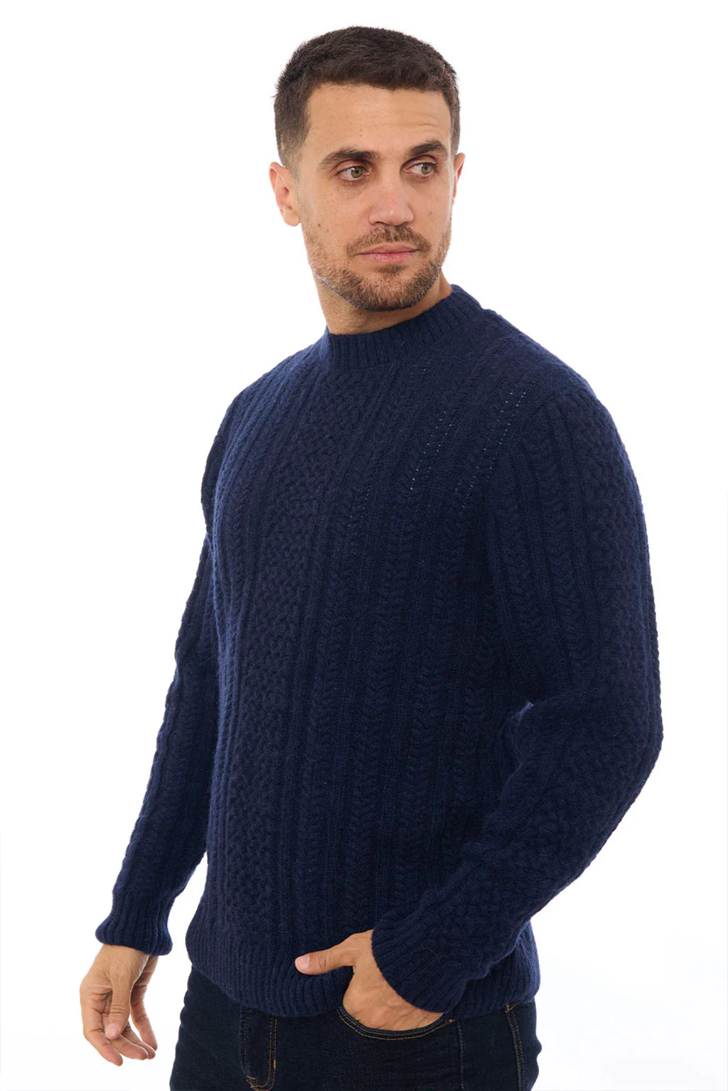 Men's Cable Baby Alpaca Sweater - Image 6