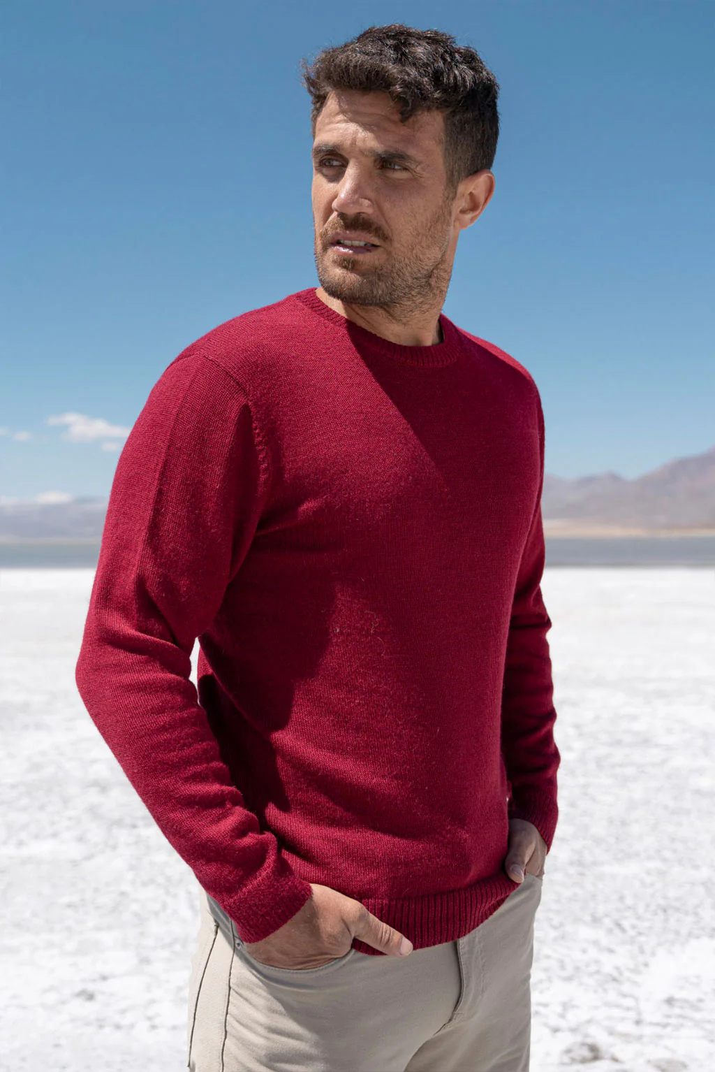 Men's Crew-Neck Royal Alpaca Sweater