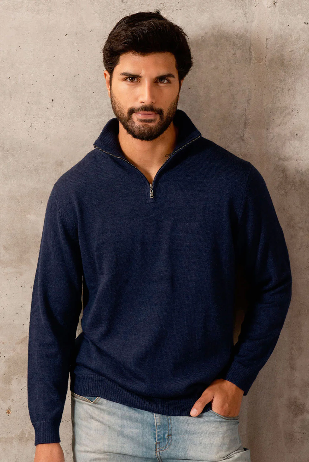 Men's Half-Zip Royal Alpaca Sweater - Image 12