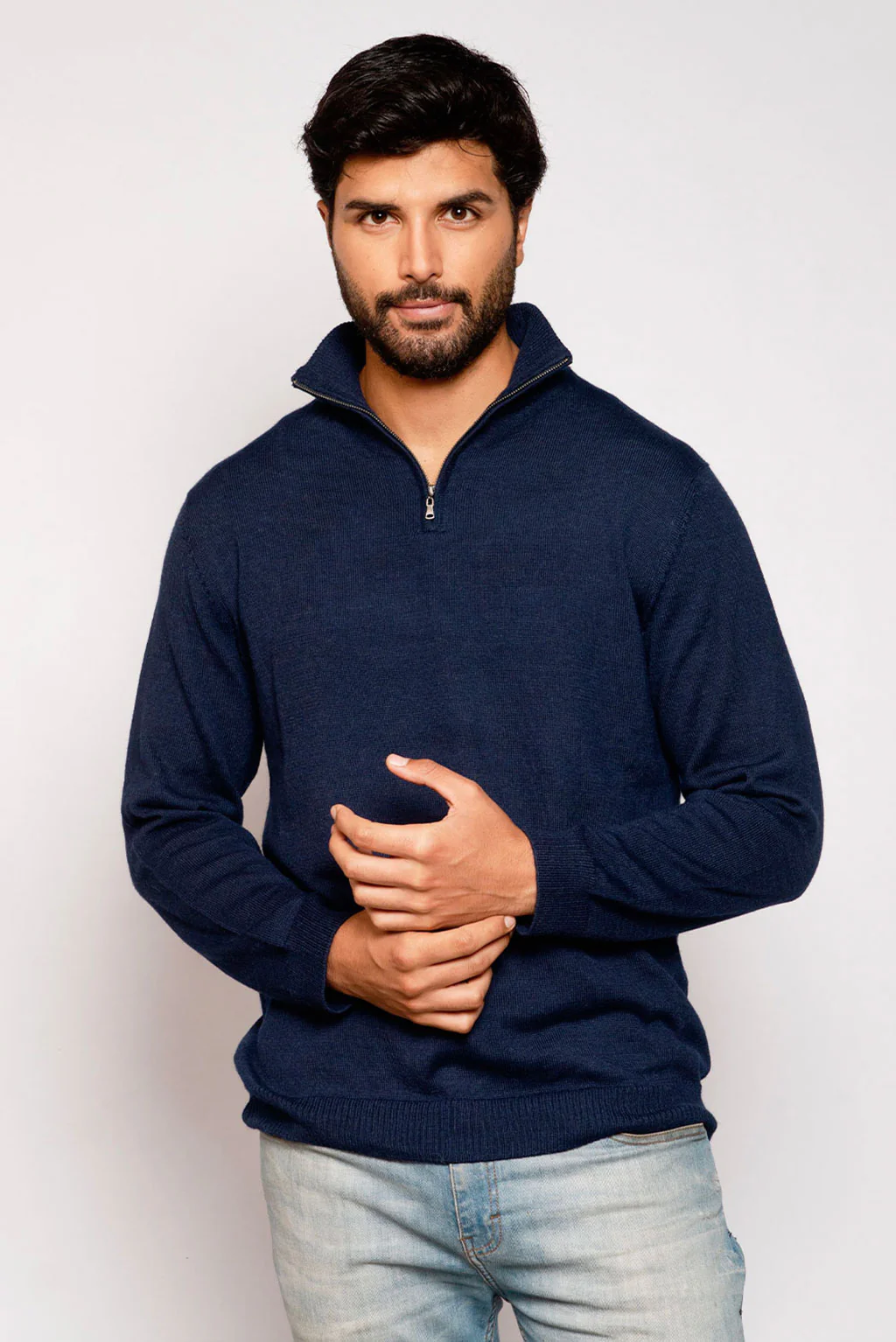 Men's Half-Zip Royal Alpaca Sweater - Image 14