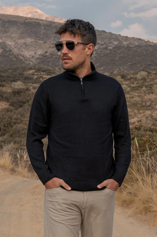Men's Half-Zip Royal Alpaca Sweater - Image 19