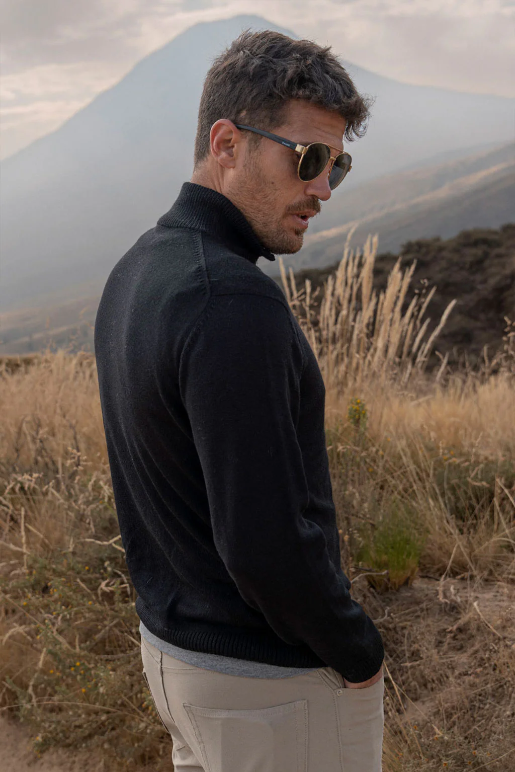 Men's Half-Zip Royal Alpaca Sweater - Image 20