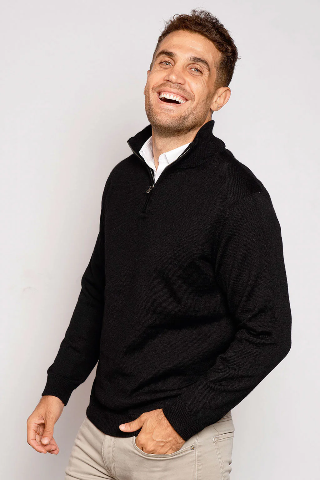 Men's Half-Zip Royal Alpaca Sweater - Image 23