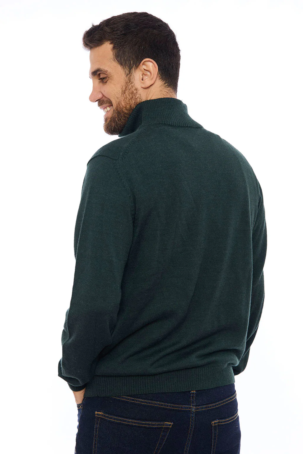 Men's Half-Zip Royal Alpaca Sweater - Image 4