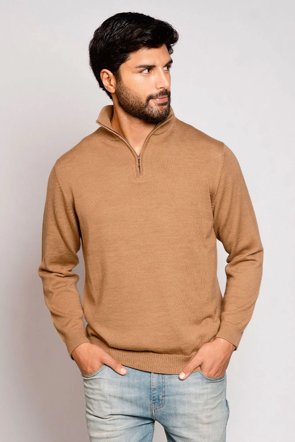 Men's Half-Zip Royal Alpaca Sweater - Image 8