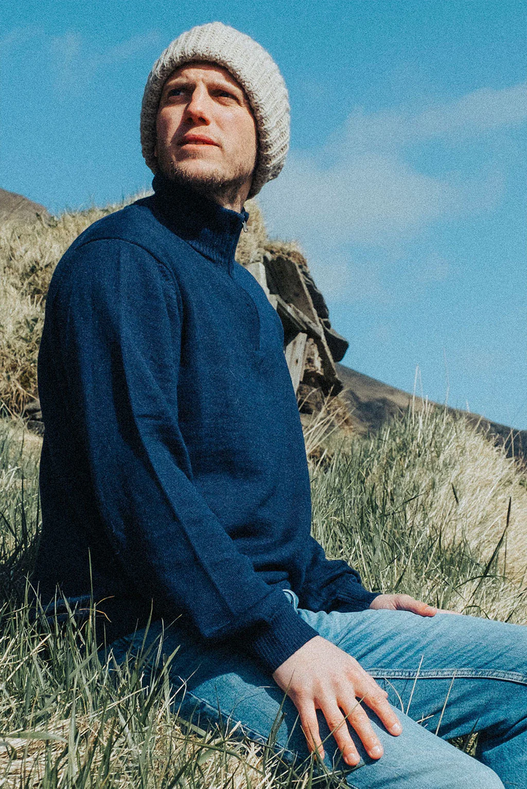 Men's Half-Zip Royal Alpaca Sweater - Image 6