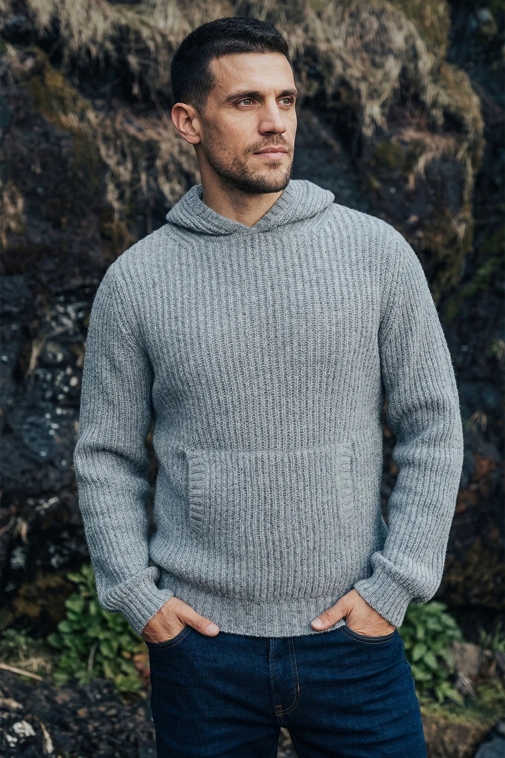 Men's Textured Baby Alpaca Hoodie - Image 7