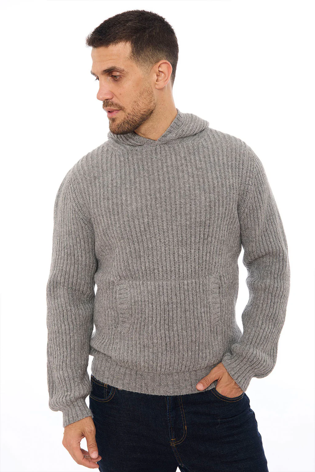 Men's Textured Baby Alpaca Hoodie - Image 8