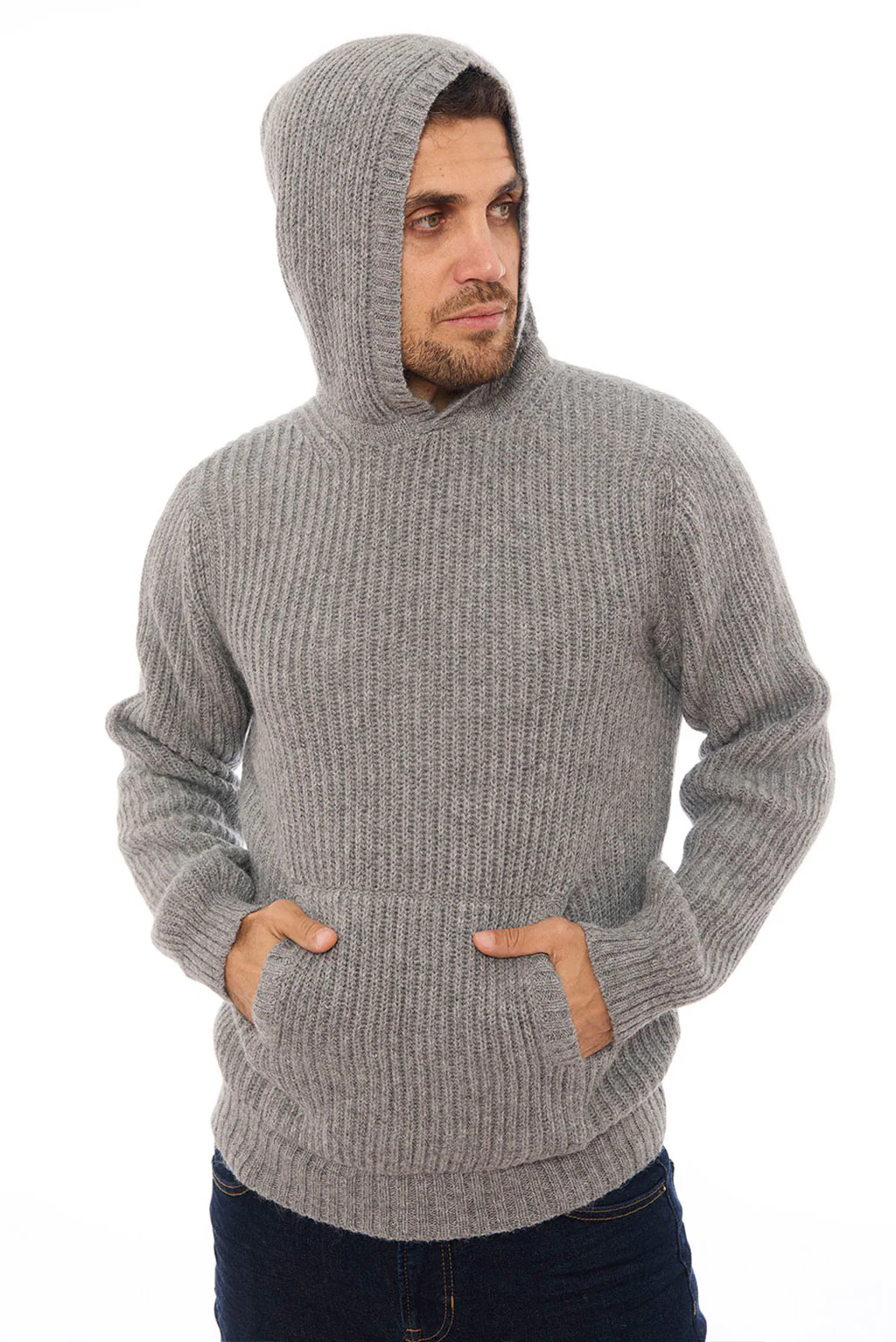 Men's Textured Baby Alpaca Hoodie - Image 9