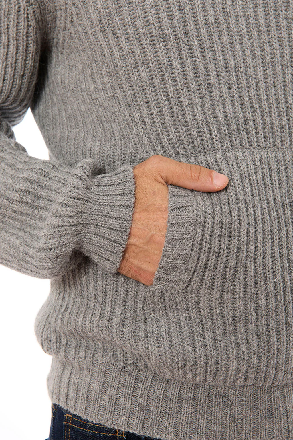 Men's Textured Baby Alpaca Hoodie - Image 11