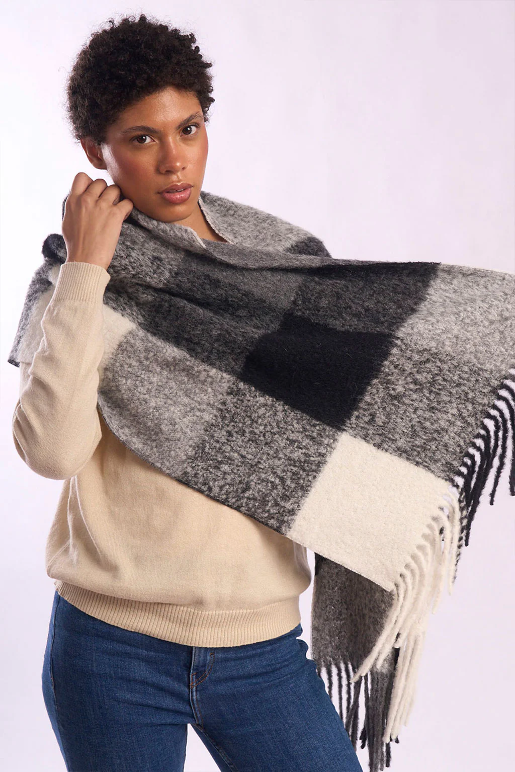Plaid Chunky Alpaca Scarf