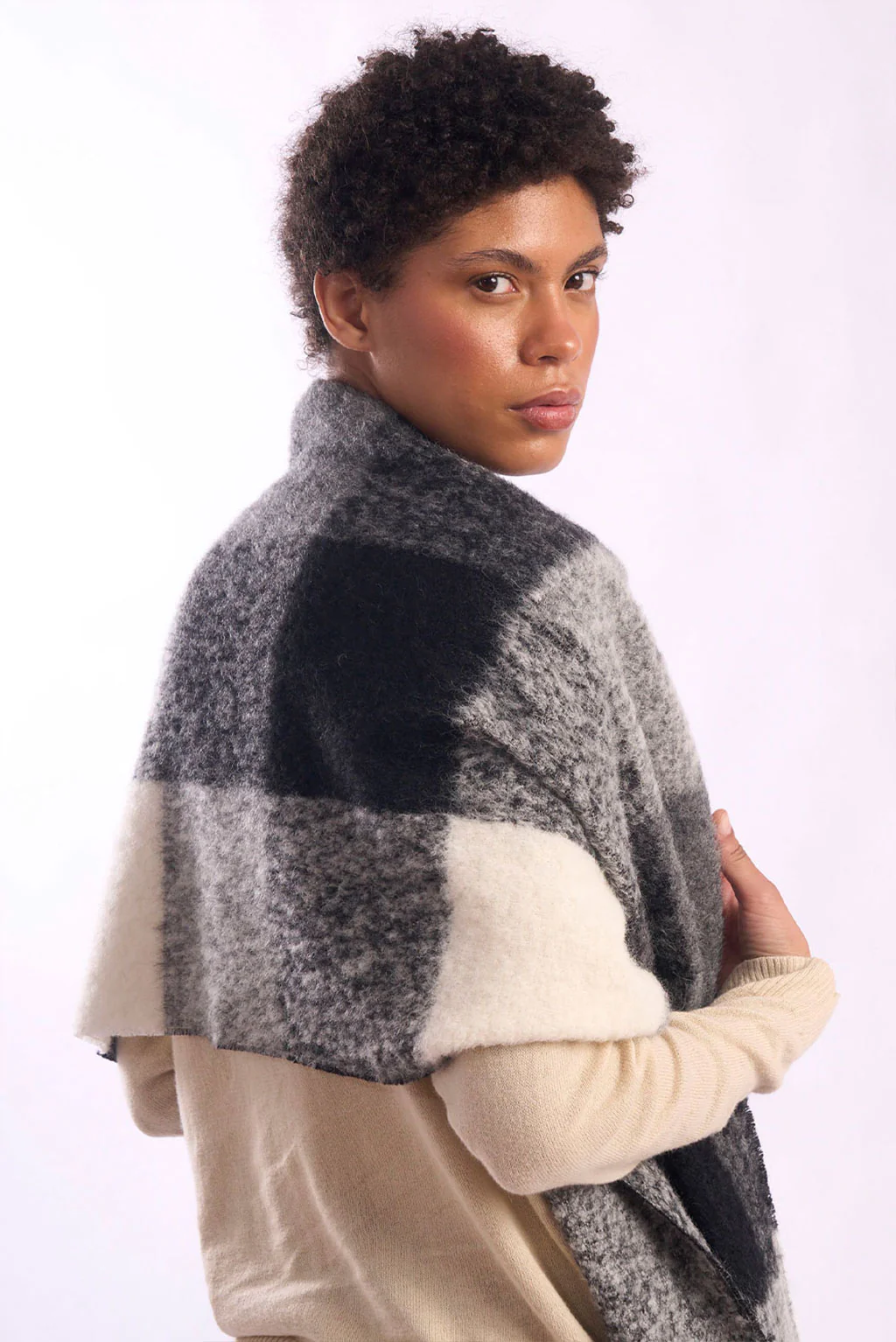 Plaid Chunky Alpaca Scarf - Image 3