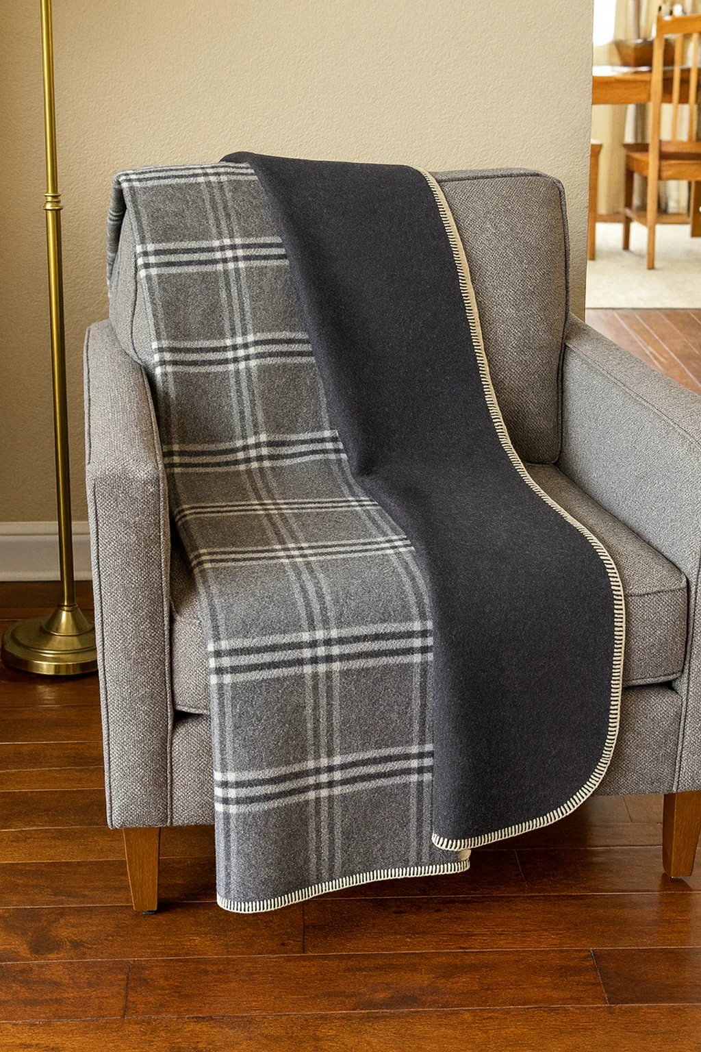 Reversible Check Royal Alpaca Blanket - Image 4