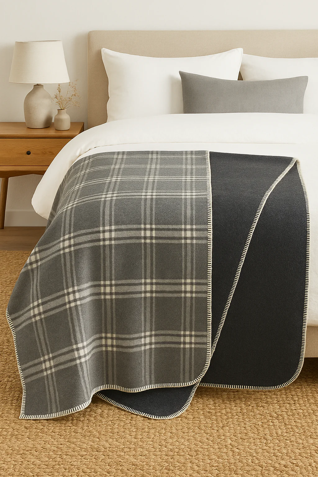 Reversible Check Royal Alpaca Blanket - Image 6