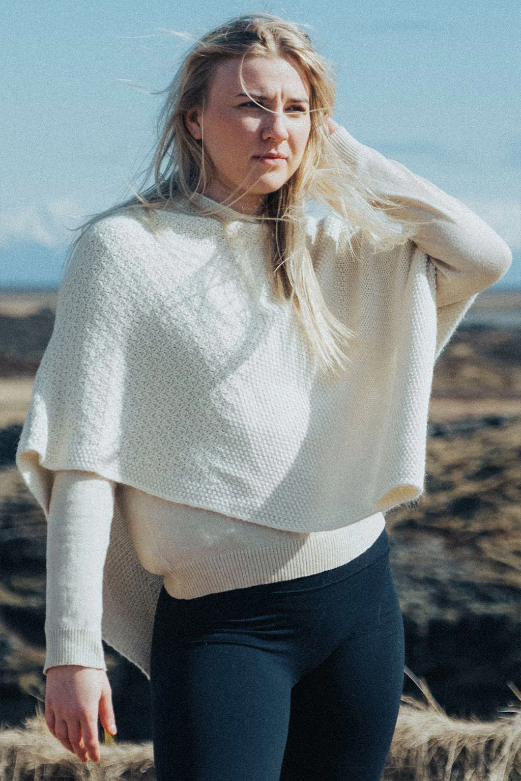 Textured Baby Alpaca Poncho - Image 6