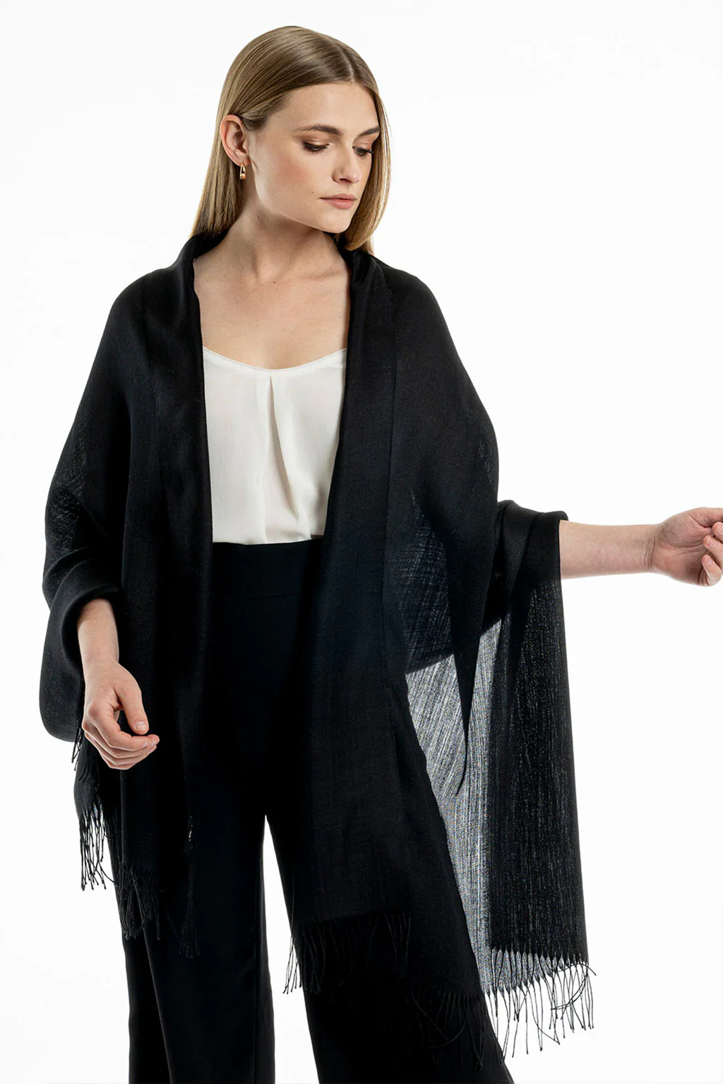 Unicolor Sateen Baby Alpaca & Silk Shawl - Image 3