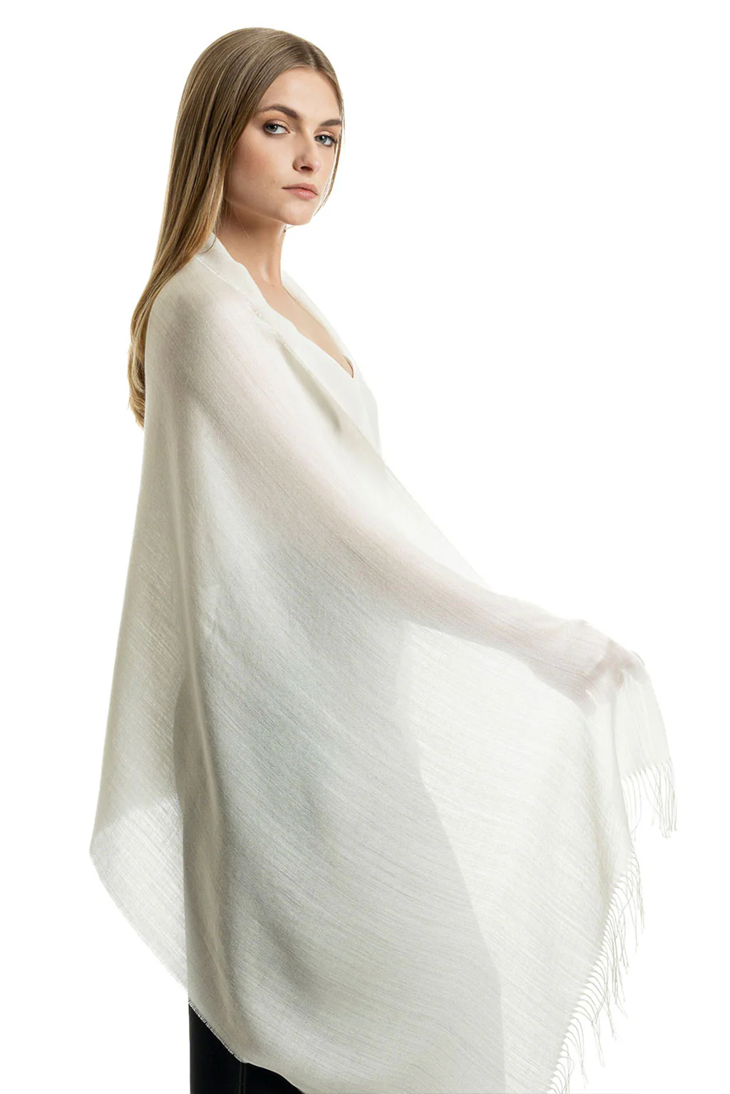 Unicolor Sateen Baby Alpaca & Silk Shawl - Image 7
