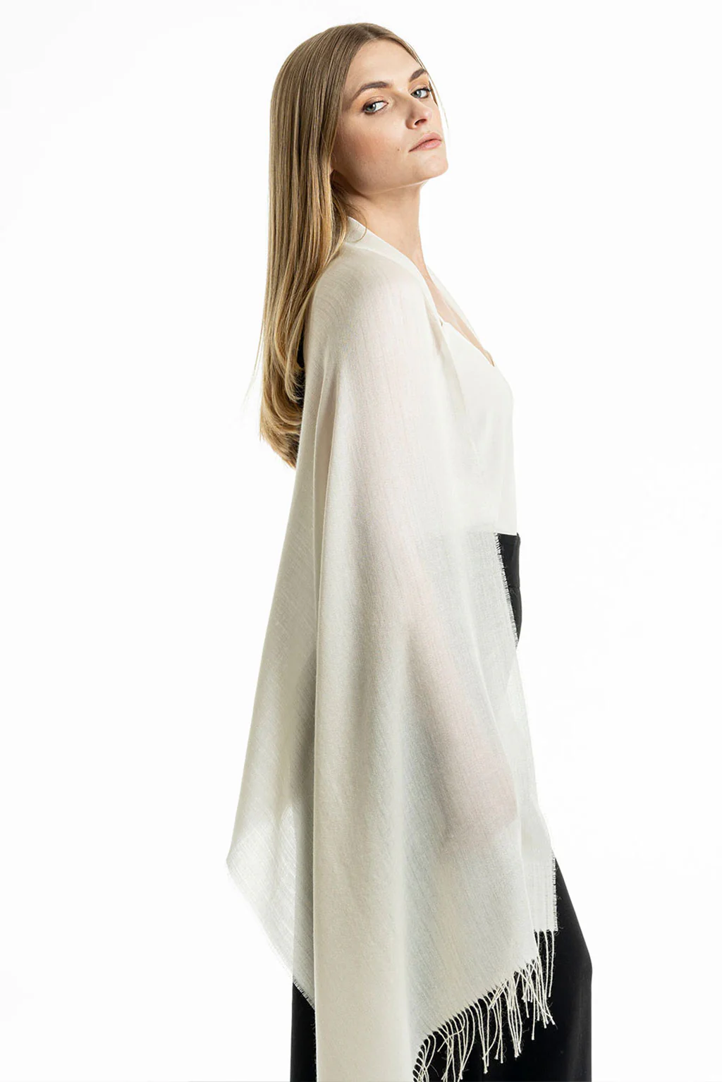 Unicolor Sateen Baby Alpaca & Silk Shawl - Image 8