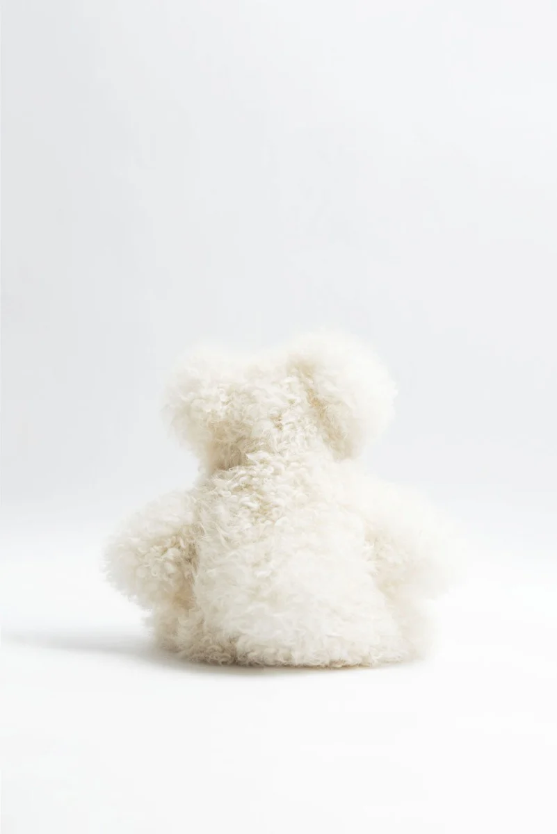 White Baby Alpaca Fur Teddy Bear - Medium - Image 2