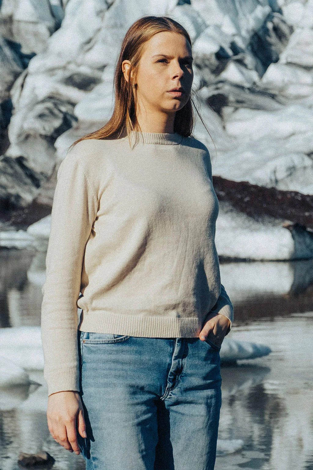 Women's Crew-Neck Cotton & Alpaca Sweater - Image 3