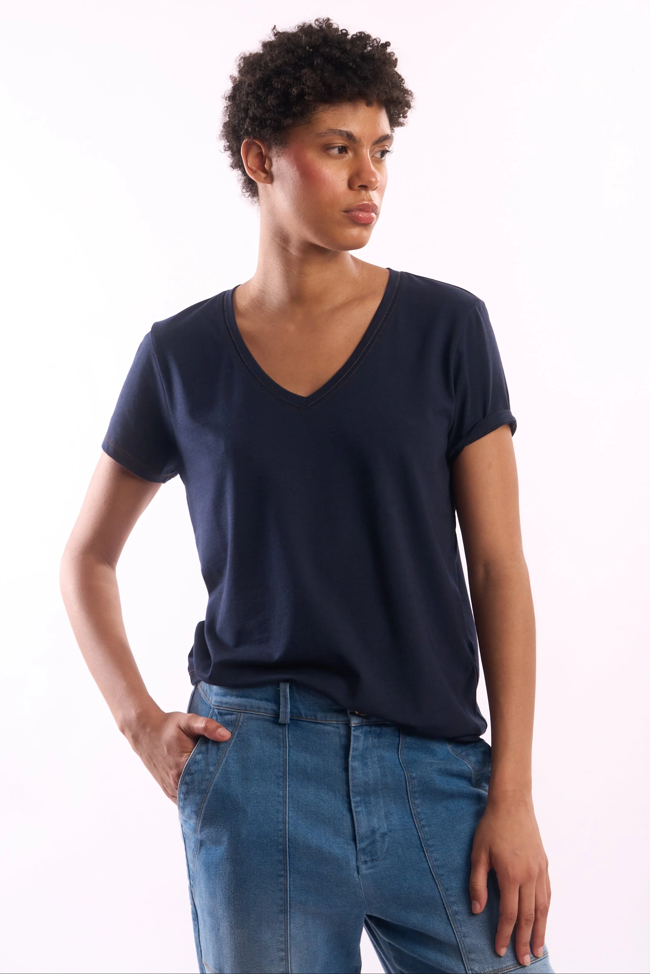 Women's V-Neck Pima Cotton T-Shirt - Image 5