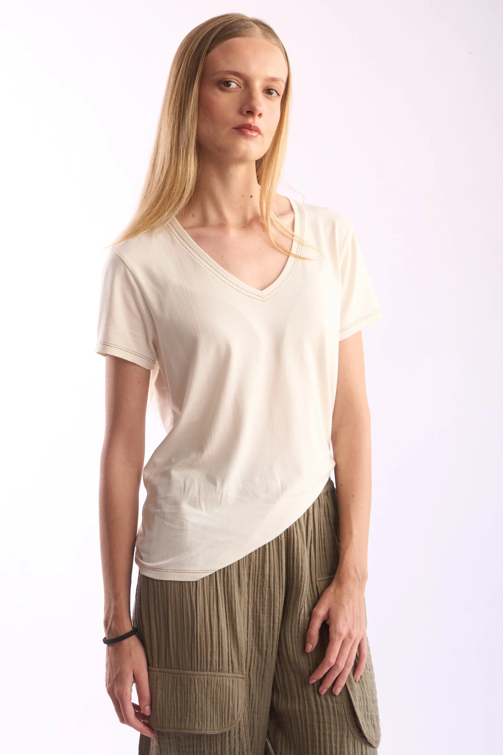 Women's V-Neck Pima Cotton T-Shirt - Image 2